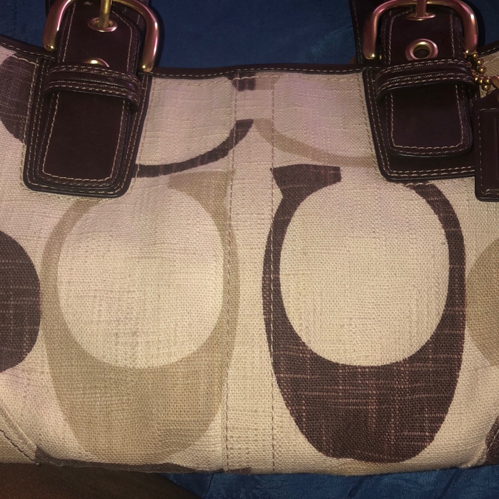 Brown and tan coach purse